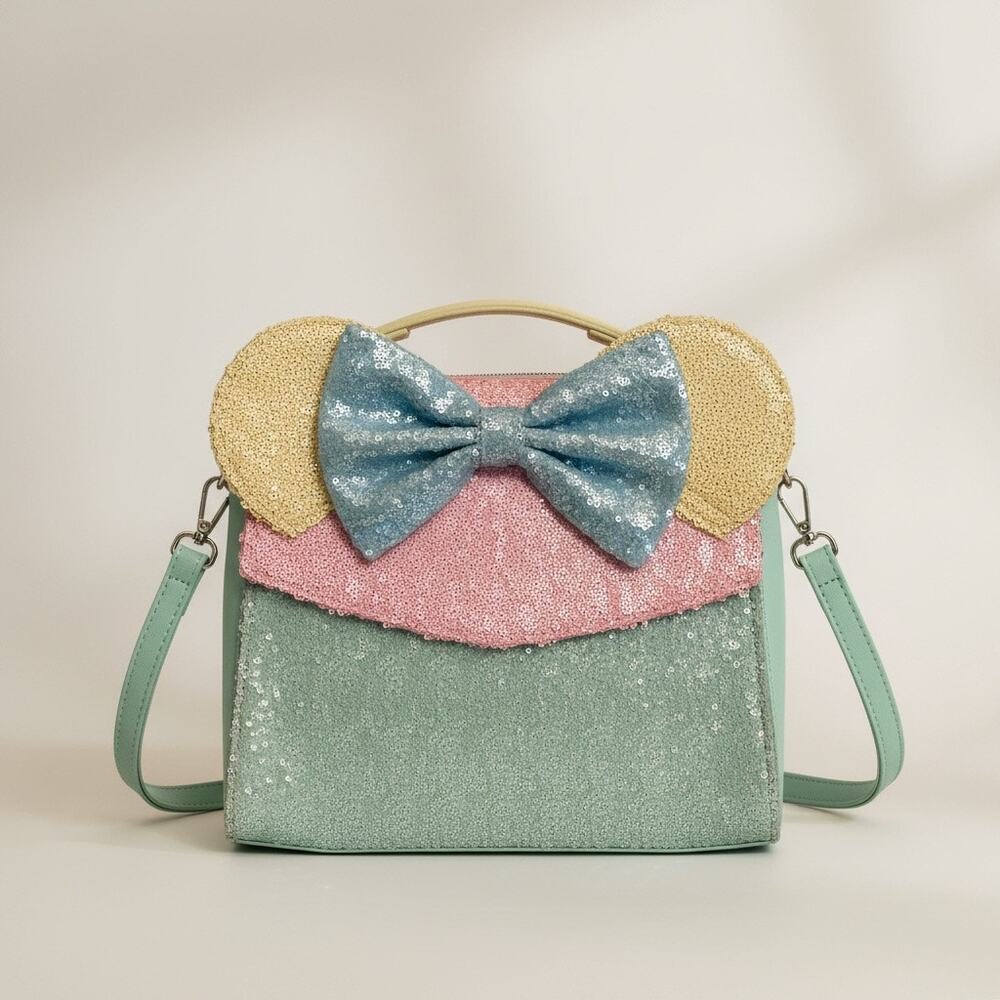 NWOT Loungefly Disney Minnie Mouse Pastel Sequin Crossbody Bag